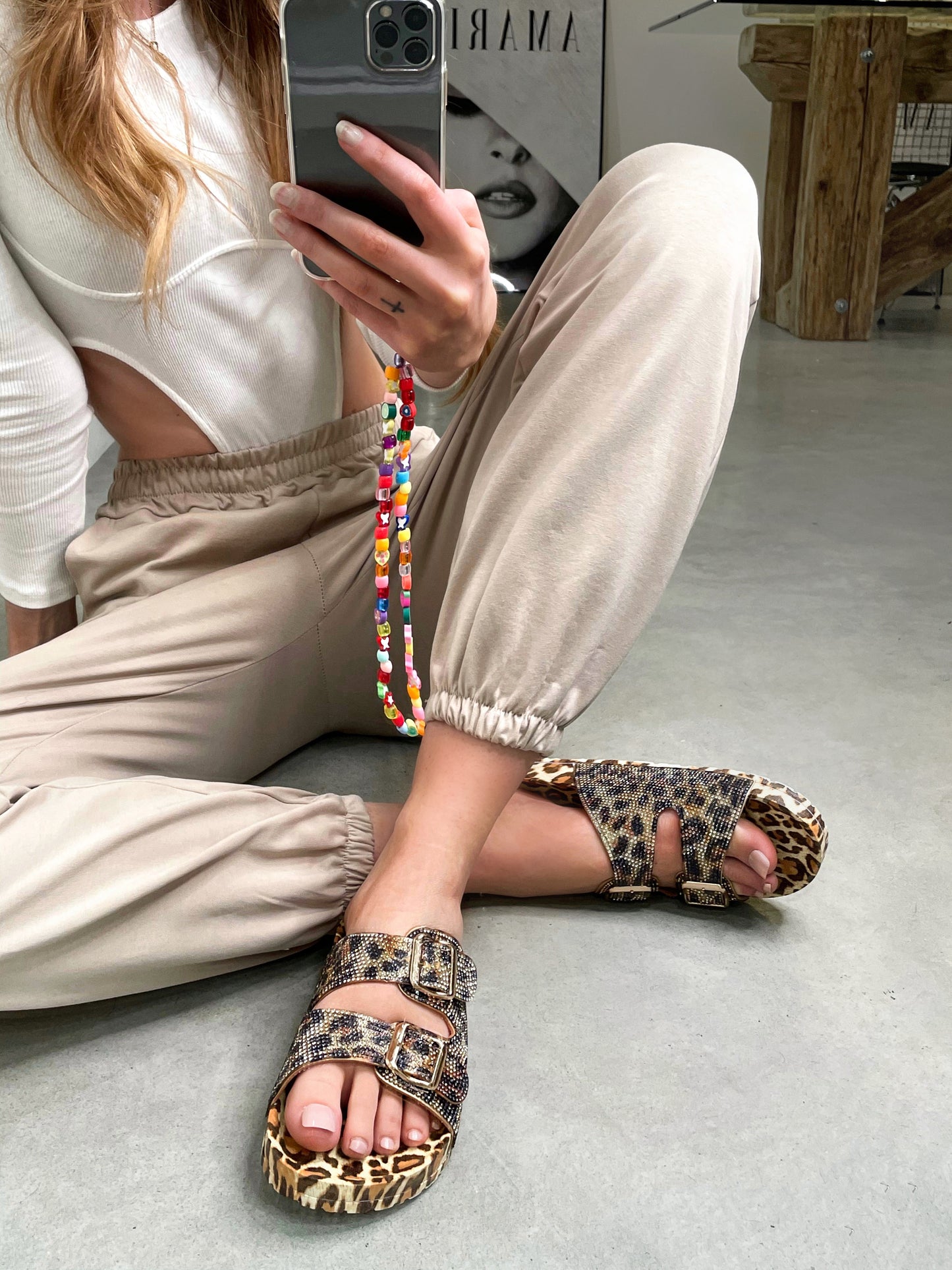 Ciabattine strass leopard