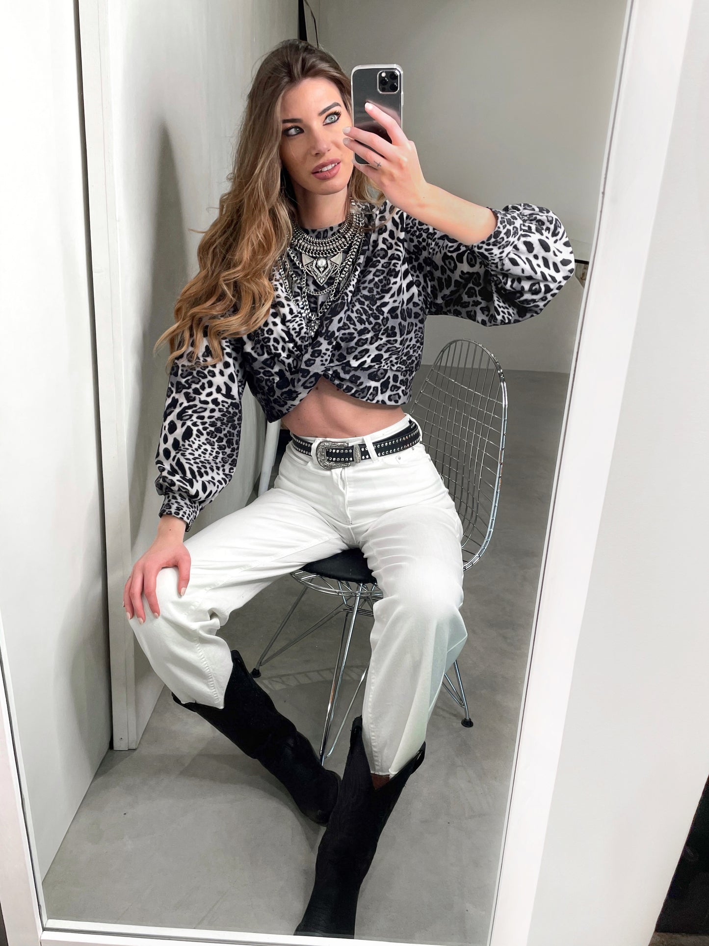 Crop top animalier