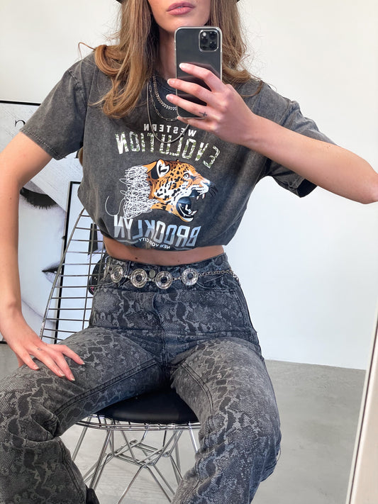 T-shirt leopard delavé