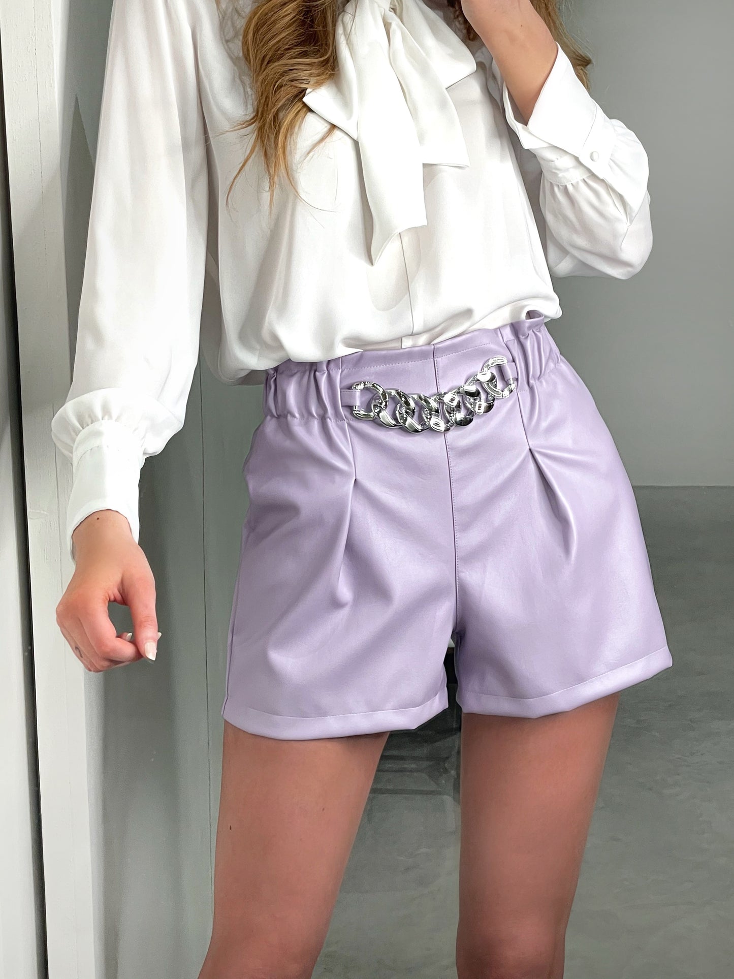 Shorts light lilla ecopelle