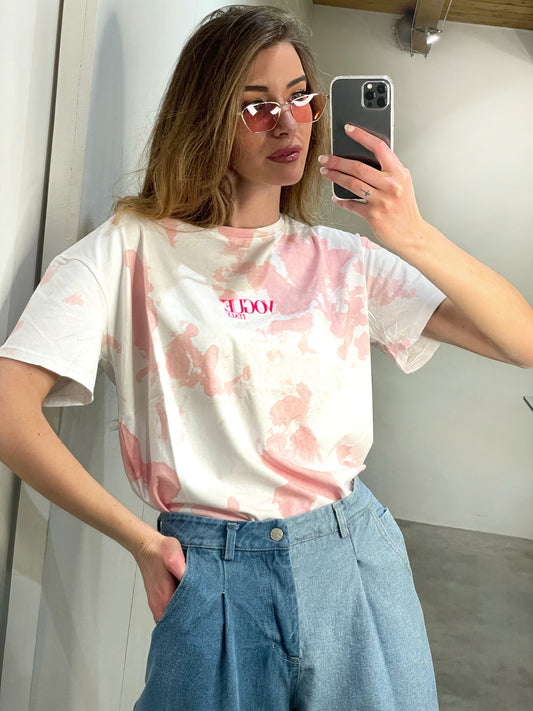 T-shirt Vogue tie dye rosa